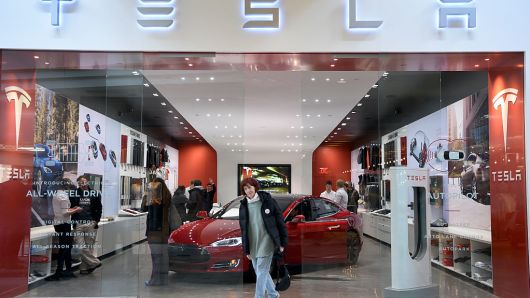The Tesla showroom at Park Meadows Mall March 31, 2016